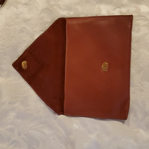 Vintage Brown Leather Envelope Clutch - Picture 5 of 6